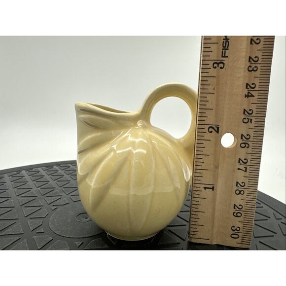 Vintage Yellow Pottery Miniature Poinsettia Pitcher Vase - Picture 6 of 7